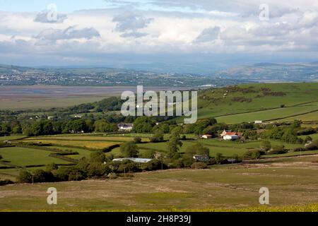 Vue sur la péninsule de Gower jusqu'au Carmarthenshire, au sud du pays de Galles Banque D'Images