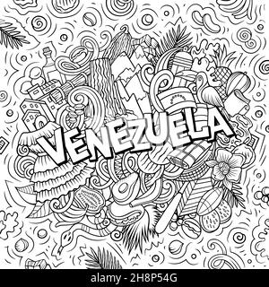 Venezuela dessin main dessin dessin dessin dessin dessin dessin dessin dessin dessin de la bande dessinée. Illustration de Vecteur