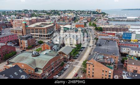 Vue aérienne du centre-ville de Portland, Maine, États-Unis Banque D'Images