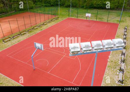 Basket-ball, vue du dessus de la cour et la référence et modèle de planification et de tournoi, 3d illustration - image Banque D'Images