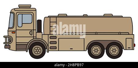 Dessin à la main d'un camion-citerne militaire camouflé de sable Banque D'Images