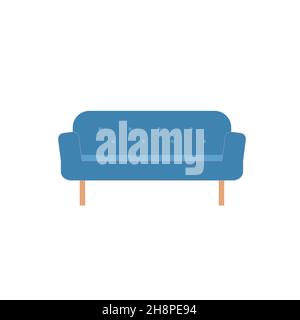 Canapé à dessin animé plat, éléments intérieurs de salon pour la maison vie confort vecteur d'illustration concept Illustration de Vecteur