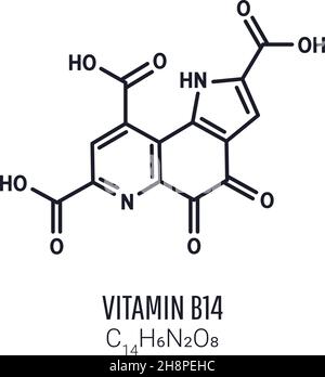 Vitamine B14 PQQ , structure moléculaire de la méthoxatine C14H6N2O8.Formule chimique du squelette de xylitol.Illustration vectorielle Illustration de Vecteur
