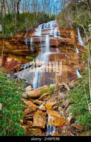 Daniel Ridge Falls à Brevard en Caroline du Nord, États-Unis. Banque D'Images