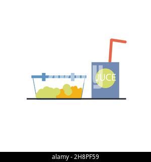 Plat dessin animé ustensiles plats, régime équilibré, petit déjeuner sain et cuisine vecteur d'illustration concept Illustration de Vecteur