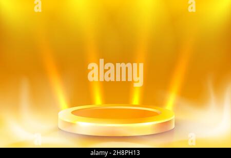 Studio lumineux, scène de présentation éclairée, fond orange. Illustration vectorielle Illustration de Vecteur
