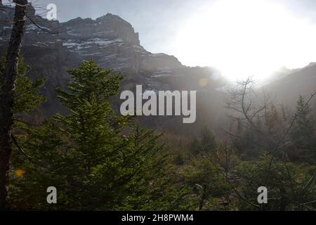 Spätherbst im Val de Nant, einem spektakulären Naturschutzgebiet von Pro Natura Banque D'Images
