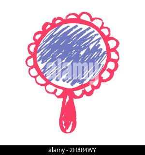 Miroir.Style de dessin de l'icône à la main.Dessiner avec des crayons de cire, de la craie colorée, de la créativité des enfants.Illustration vectorielle.Panneau, symbole, broche, autocollant Illustration de Vecteur