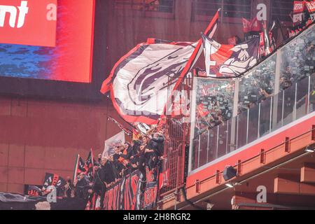 Genova, Italie.01st Dec, 2021. Supporters Milan pendant Gênes CFC vs AC Milan, italie football série A match à Genova, Italie, décembre 01 2021 crédit: Independent photo Agency/Alamy Live News Banque D'Images