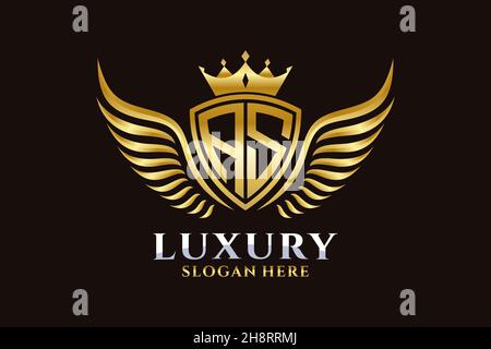 Aile royale de luxe lettre AS Crest couleur or logo Vector, logo Victory, logo Crest, logo WiNG, logo Vector . Illustration de Vecteur