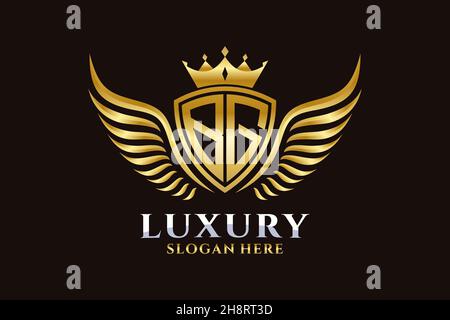 Luxury Royal WiNG lettre BG Crest couleur or logo Vector, logo Victory, logo Crest, logo WiNG, logo Vector . Illustration de Vecteur