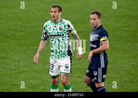 Alessandro Diamanti (23) et Leigh Broxham (6), milieu de terrain Western United Banque D'Images