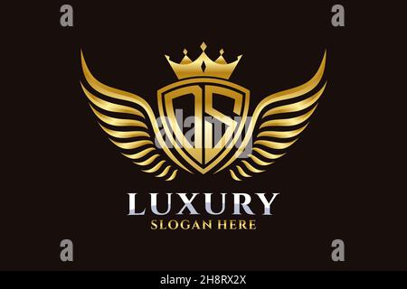 Luxury Royal WiNG lettre DS Crest couleur or logo Vector, logo Victory, logo Crest, logo WiNG, logo Vector . Illustration de Vecteur