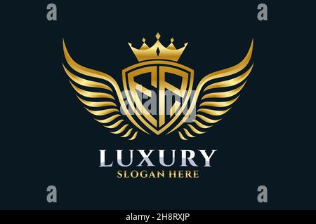 Luxe aile royale lettre FP Crest couleur or logo Vector, logo Victory, logo Crest, logo WiNG, logo Vector . Illustration de Vecteur