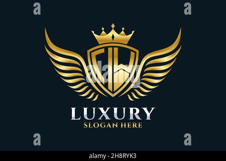 Luxe aile royale lettre IW Crest couleur or logo Vector, logo Victory, logo Crest, logo WiNG, logo Vector . Illustration de Vecteur