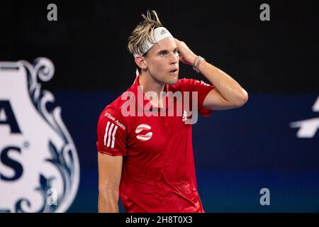 SYDNEY, AUSTRALIE - 04 JANVIER : Dominic Thiem d'Autriche pendant la deuxième journée du match des singles du groupe lors de la coupe ATP tennis 2020 à la Ken Rosewall Arena le 04 janvier 2020 à Sydney, en Australie.Crédit : Speed Media/Alamy Live News Banque D'Images