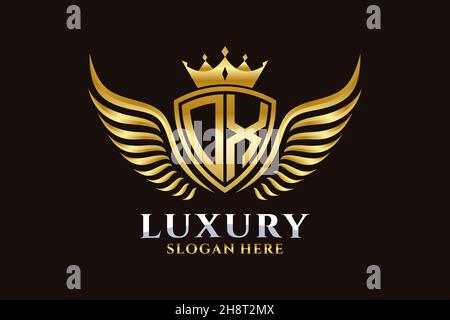 Aile royale de luxe lettre OX Crest couleur or logo Vector, logo Victory, logo Crest, logo WiNG, logo Vector . Illustration de Vecteur