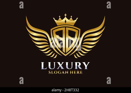 Aile royale de luxe lettre RB Crest couleur or logo Vector, logo Victory, logo Crest, logo WiNG, logo Vector . Illustration de Vecteur