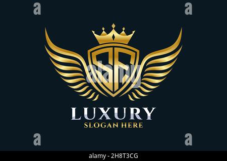 Luxury Royal WiNG lettre SF Crest couleur or logo Vector, logo Victory, logo Crest, logo WiNG, logo Vector . Illustration de Vecteur