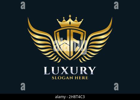 Luxury Royal WiNG lettre WF Crest couleur or logo Vector, logo Victory, logo Crest, logo WiNG, logo Vector . Illustration de Vecteur