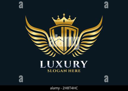 Luxury Royal WiNG lettre WM Crest couleur or logo Vector, logo Victory, logo Crest, logo WiNG, logo Vector . Illustration de Vecteur