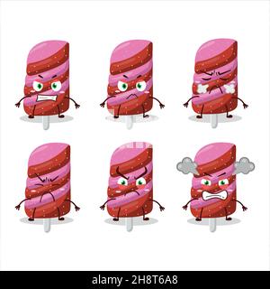 Bonbon bonbon personnage de dessin animé de fraise avec diverses expressions de colère.Illustration vectorielle Illustration de Vecteur