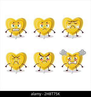 Personnage de dessin animé jaune d'amour avec diverses expressions en colère.Illustration vectorielle Illustration de Vecteur