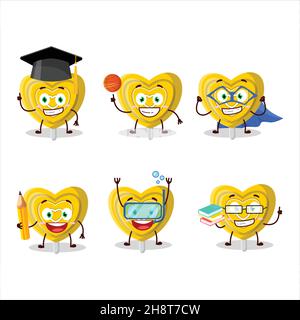 Élève d'école de jaune amour bonbon personnage de dessin animé avec diverses expressions.Illustration vectorielle Illustration de Vecteur