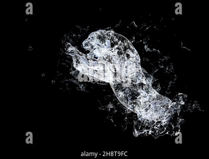 Tigre abstrait fait de projections d'eau, illustration 3D. Banque D'Images