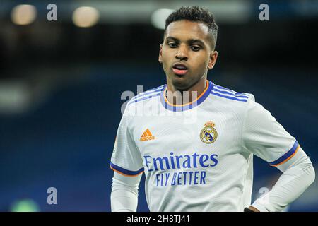 Rodrygo Silva de Goes du Real Madrid pendant le championnat d'Espagne la liva football match entre Real Madrid et Athletic Club le 1er décembre 2021 au stade Santiago Bernabeu à Madrid, Espagne - photo: IrH/DPPI/LiveMedia Banque D'Images