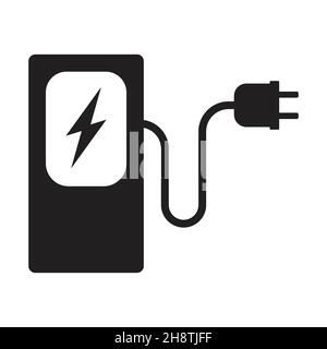 Station de charge, vecteur d'icône de voiture électrique pour la conception graphique, logo, site Web, médias sociaux, application mobile,Illustration de l'interface utilisateur Illustration de Vecteur