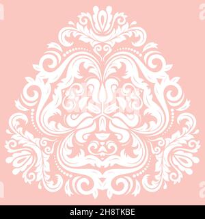 Élégante décoration triangulaire blanche vintage de style classique.Motif traditionnel abstrait avec éléments orientaux.Motif vintage classique Banque D'Images