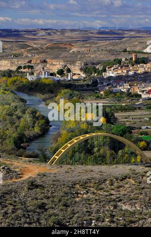 La rivière Ebro à Sástago, Aragon Espagne 1 Banque D'Images