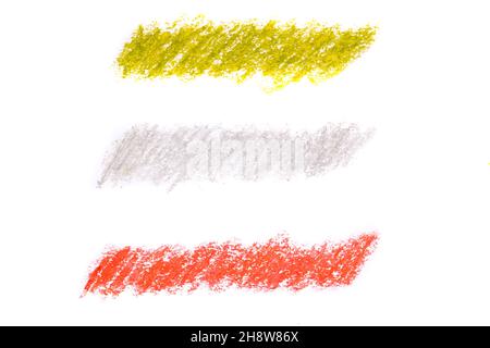 jeu de traits de crayon à huile de couleur isolés sur fond blanc.Photo de haute qualité Banque D'Images