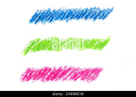 jeu de traits de crayon à huile de couleur isolés sur fond blanc.Photo de haute qualité Banque D'Images