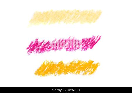 jeu de traits de crayon à huile de couleur isolés sur fond blanc.Photo de haute qualité Banque D'Images