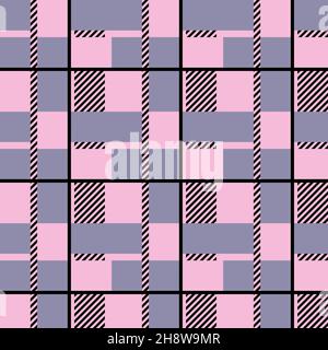 Motif écossais gris et rose, à carreaux, sans couture, idéal pour les textiles et les motifs de mode Illustration de Vecteur