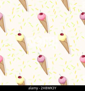 motif crème glacée.Motif de DESSERT rose délicat.Motif été.COULEURS TENDANCE. Illustration de Vecteur