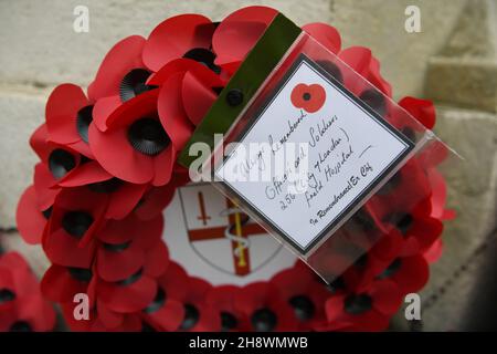 Les hommages laissés le jour du souvenir au London troupes War Memorial à Bank à Londres, en Angleterre Banque D'Images