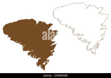 Île Resolution (Canada, territoire du Nunavut, Amérique du Nord) carte illustration vectorielle, croquis à tracer carte de résolution Illustration de Vecteur