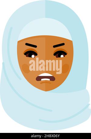Angry Аrab femme icône.Avatar arab femme dans un style plat coloré. Illustration de Vecteur