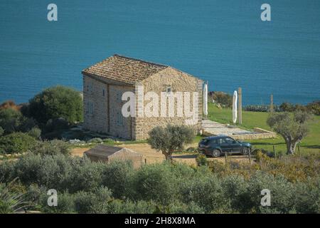 Haus am Meer nahe Scopello, Sizilien, Italien Banque D'Images