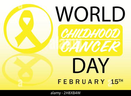 Bannière ou affiche pour la Journée mondiale du cancer de l'enfance avec ruban jaune Illustration de Vecteur