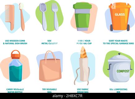 Aucune pointe de déchets.Les couches en plastique écologiques recyclent la pollution environnement durable grenat illustrations vectorielles Illustration de Vecteur