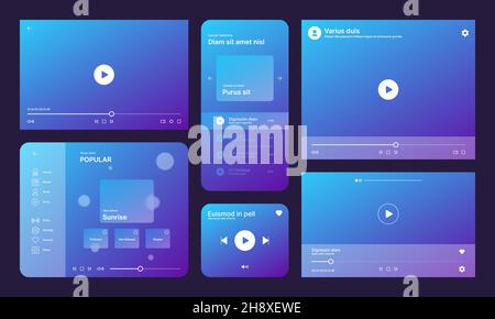 interface utilisateur du lecteur audio.Les icônes d'application du modèle d'interface ux de média vidéo sont un ensemble de collections d'illustrations de conception Web vectorielles Illustration de Vecteur