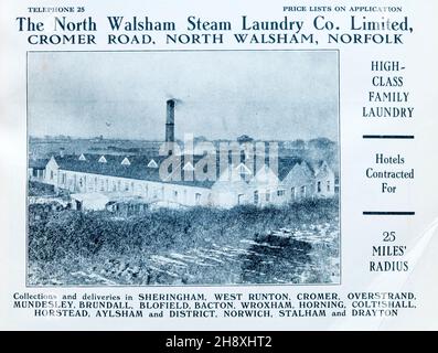 Publicité des années 1930 pour la North Walsham Steam Laundry Co. Limited. Banque D'Images