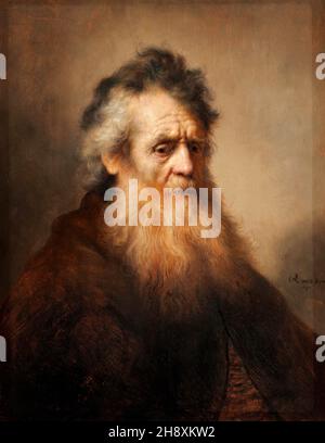 Rembrandt.Portrait d'un vieil homme par Rembrandt van Rijn (1606-1669), huile sur panneau de chêne, 1632 Banque D'Images