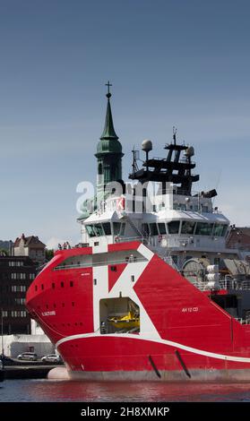 KL Saltfjord, navire d'approvisionnement en remorqueurs pour la ligne 'K'.Amarré à Bergen, Norvège. Banque D'Images