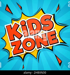Étiquette de zone pour enfants.Fête d'enfants.Affiche « Fun place » Illustration de Vecteur