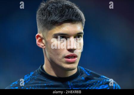 Milan, Italie.1er décembre 2021.Joaquin Correa (19) d'Inter vu devant la série Un match entre Inter et Spezia à Giuseppe Meazza à Milan.(Crédit photo : Gonzales photo/Alamy Live News Banque D'Images